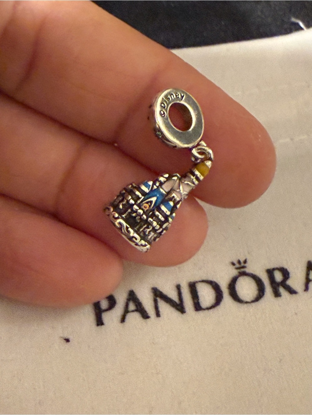 Pandora Castle Charm in Blue and Yellow Enamel